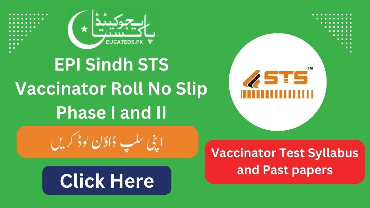 EPI Sindh STS Vaccinator Roll No Slip download pdf