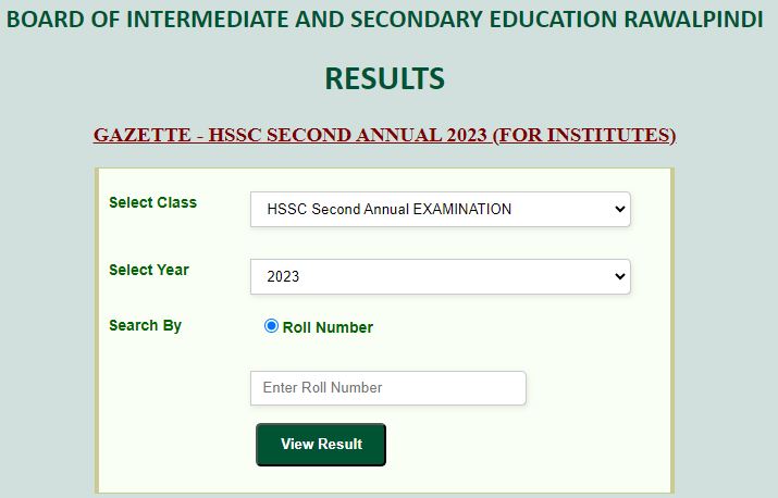 BISE RWP Rawalpindi Board 10th Class Result