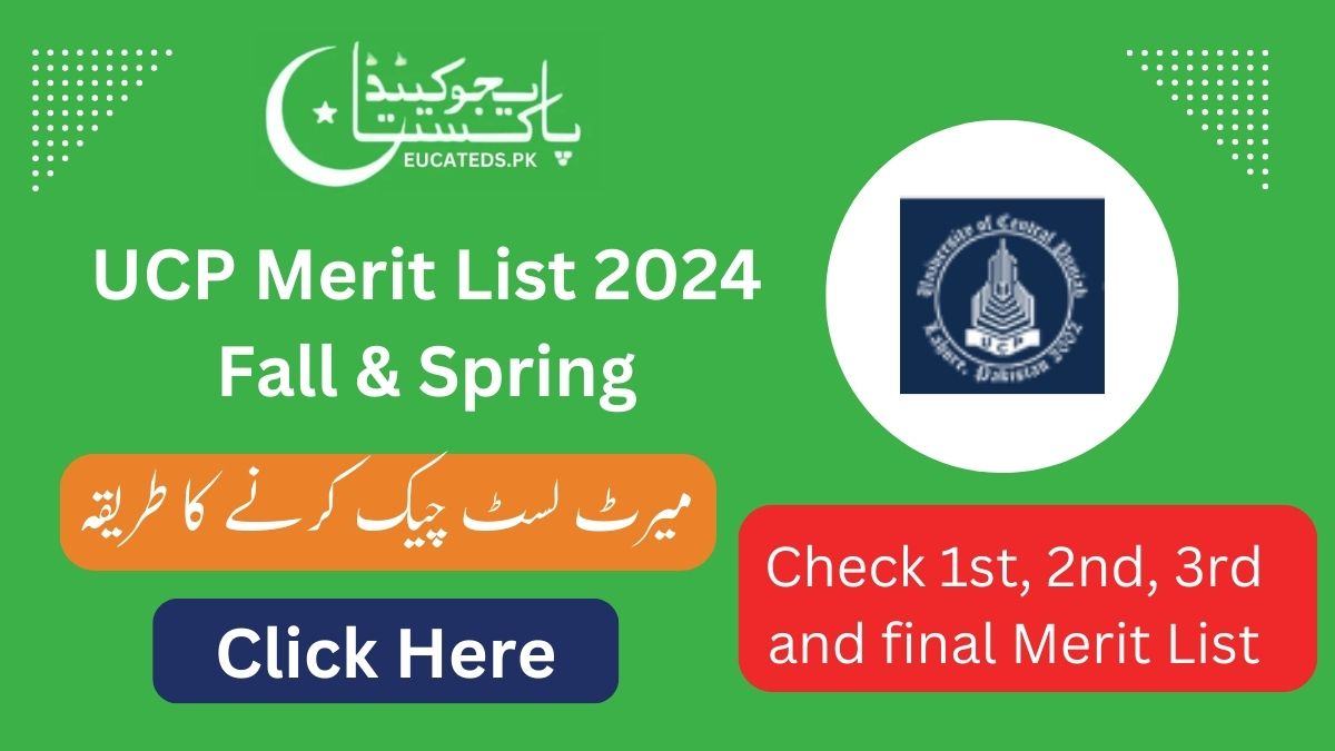 UCP Merit List 1st, 2nd, 3rd Fall & Spring @merit.ucp.edu.pk